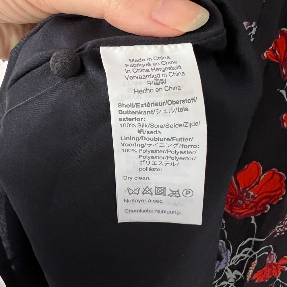 Madewell Windblown Poppies Ruffle Waist Silk Dress 2 - Picture 8 of 14